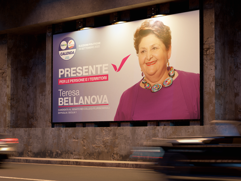Mockup cartellonistica campagna elettorale di Teresa Bellanova