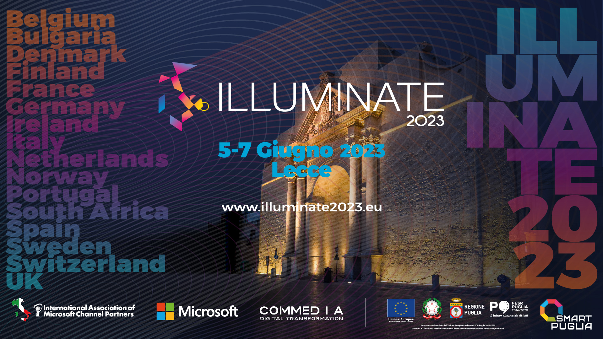 Locandina dell’edizione 2023 di Illuminate a Lecce, l’evento internazionale IAMCP per i partner Microsoft