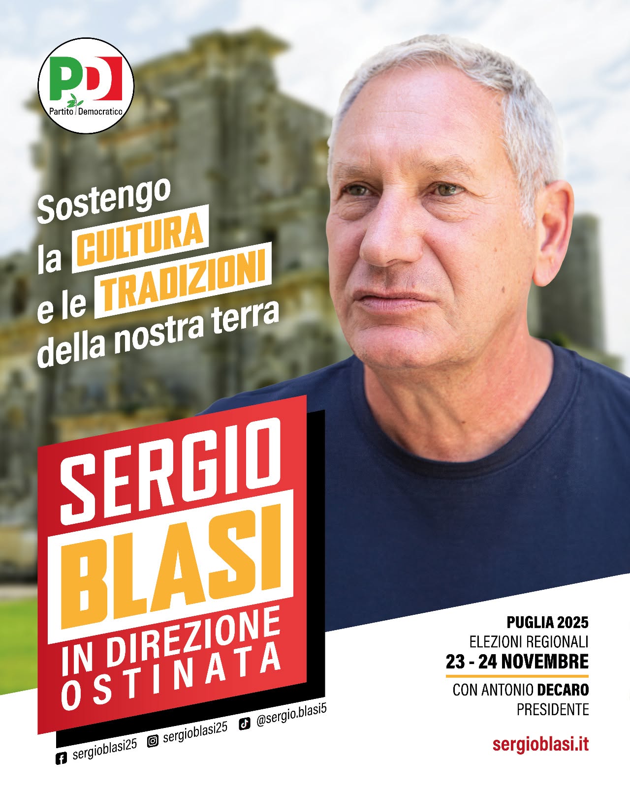 Grafica utilizzata per santini elettorali di Blasi