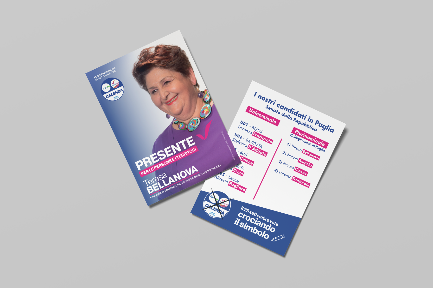 Mockup rappresentativo del flyer fronte retro