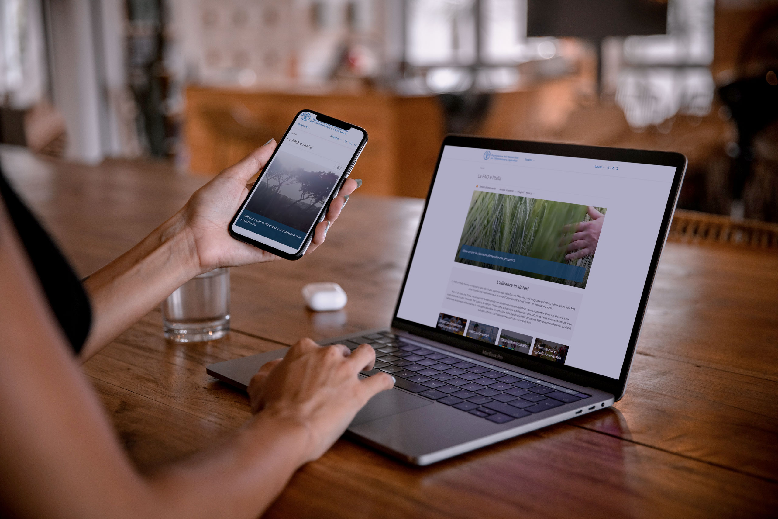 mockup della homepage sito FAO