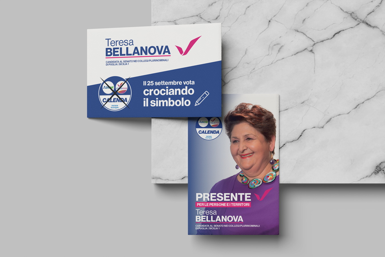 Mockup santini elettorali di Teresa Bellanova