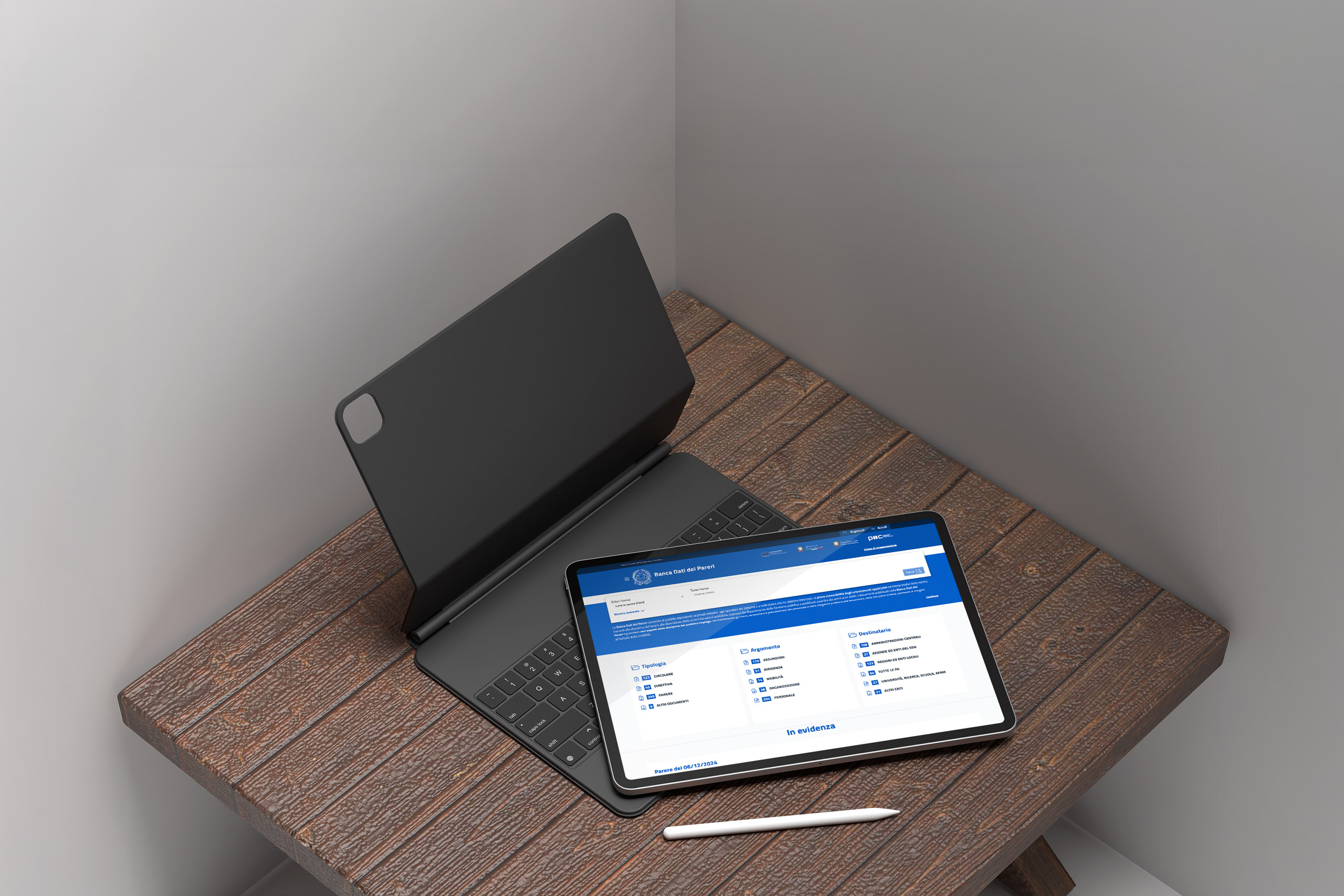 mockup sito web banca dati su tablet