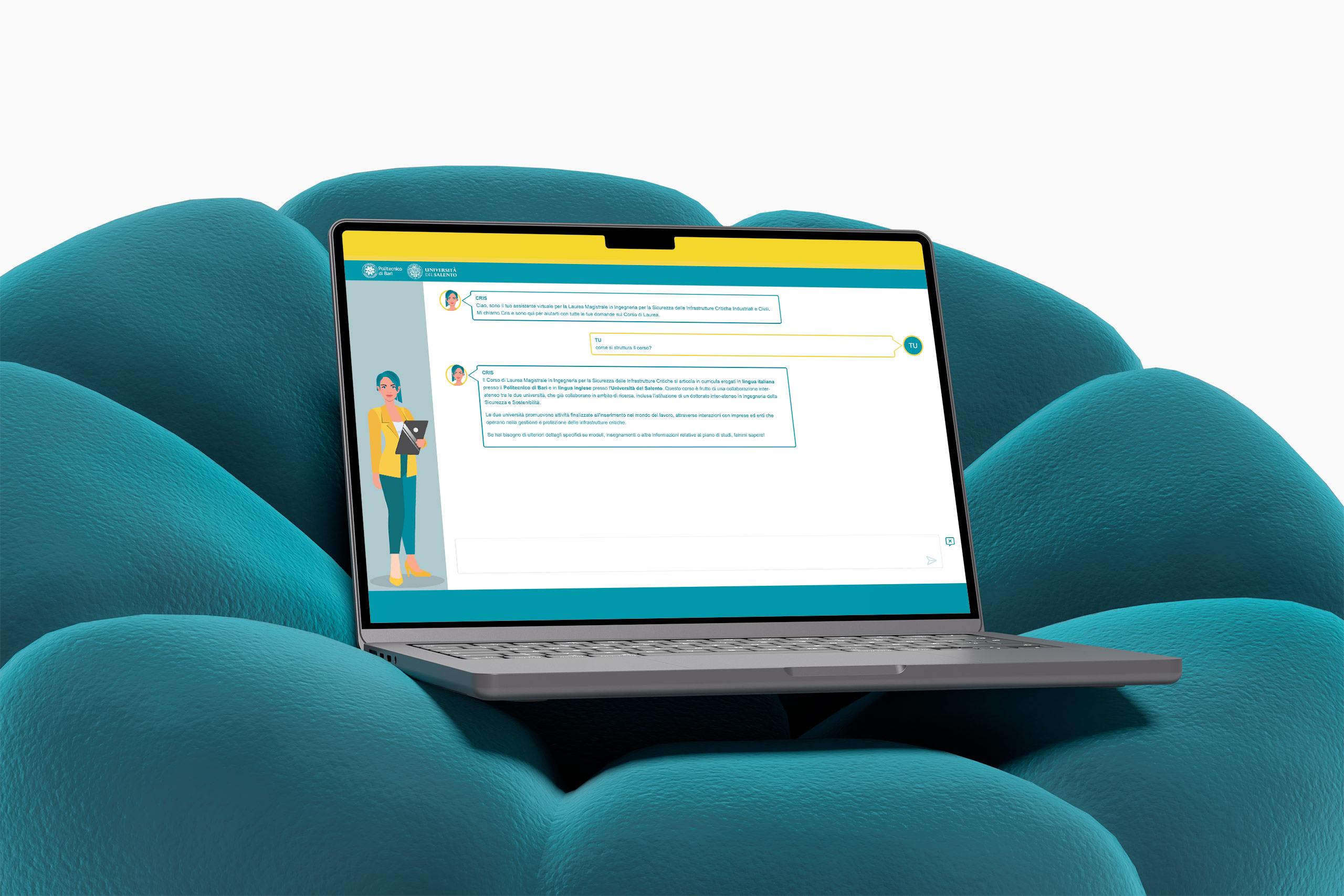 pc con anteprima chatbot CRIS